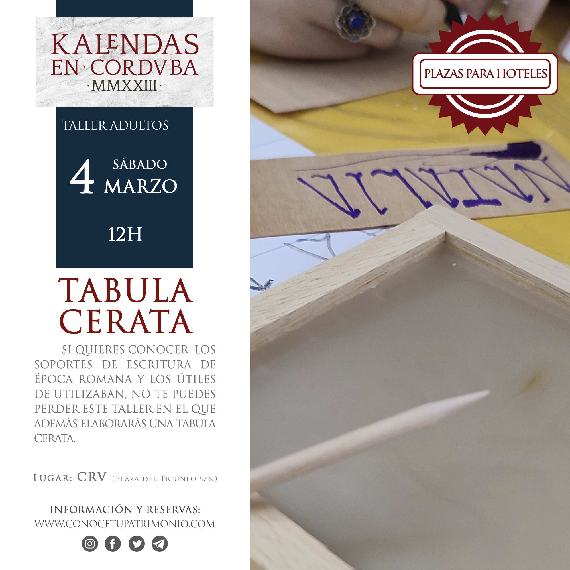 Hotel - Taller Adultos - Tabula cerata - 4 marzo - 12 horas